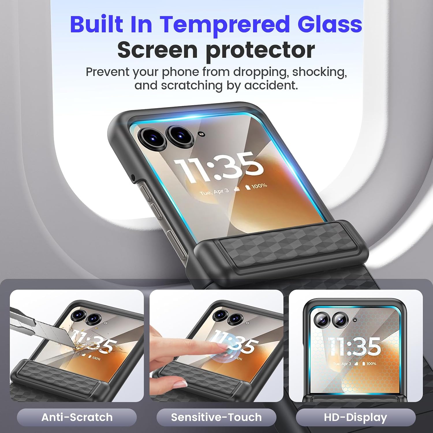 VEGO for Motorola Razr 2026/2025/2024 Case [Screen Protector] Cube Black image 4