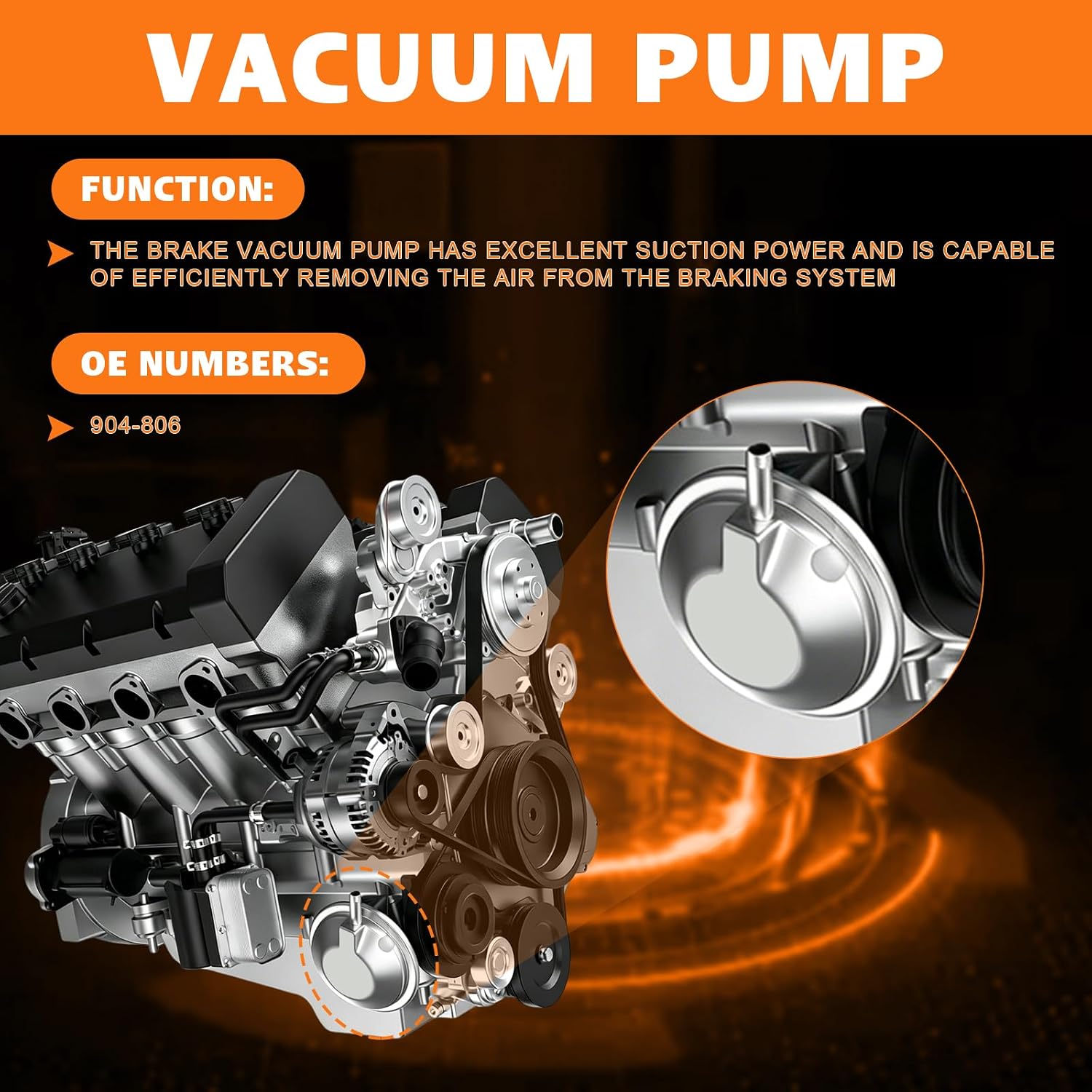 904-806 Vacuum Pump for 1994-1995 Ford Truck E-150 E-250 E-350 F250 F350