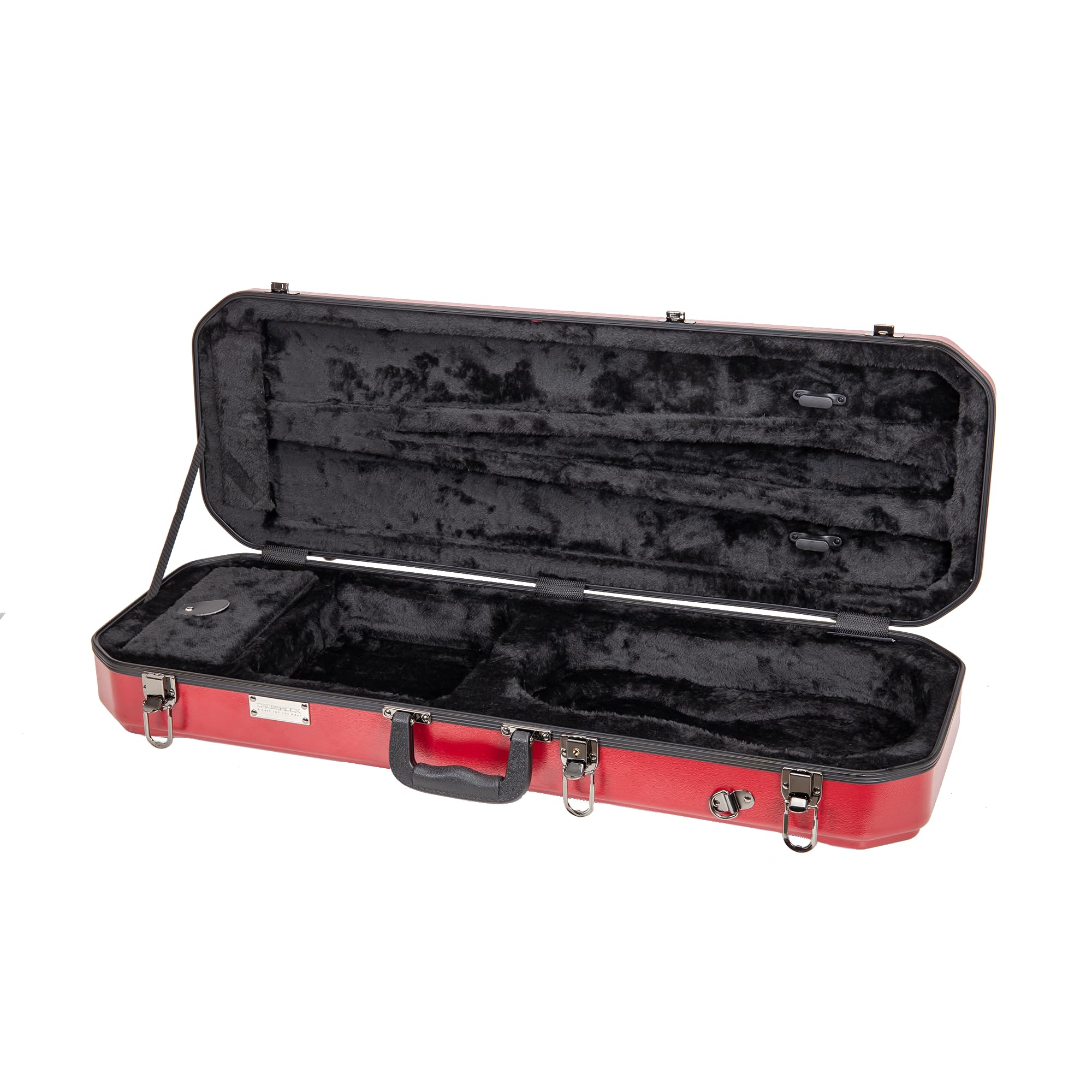 Crossrock Custodia per violino 4/4 in ABS, forma rettangolare, con guscio rosso antigraffio, interno in velluto bordeaux, cinghie per zaino, custodia rigida leggera per uso quotidiano, Rosso, 4/4