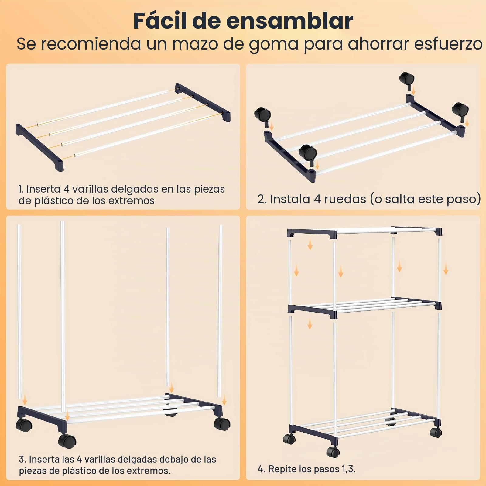johgee Tendedero pequeño, toallero Independiente, Ahorro de Espacio, Torre con Ruedas, Soporte de Secado de Interior para baños, Apartamentos y lavanderías, 3 Niveles
