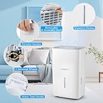COSTWAY 150 Pints Dehumidifier with Pump, 7000 Sq.Ft Portable Home Dehumidifier for Basements with 2 Modes & 3 Fan Speeds