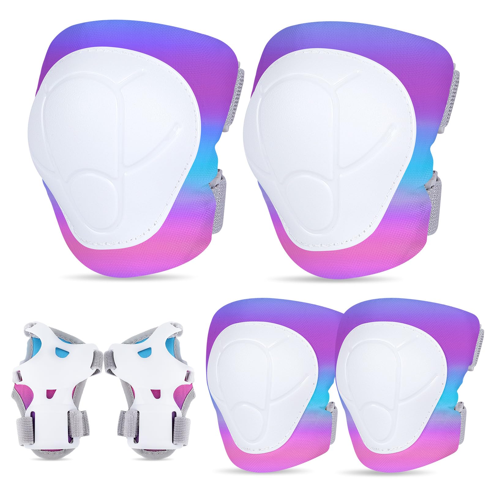 Kit De Protection 6-en-1 Pour Enfant – Genouillères, Coudières, Protège-poignets Réglables – Pour Roller, Skate, Vélo – Taille 3-8 Ans
