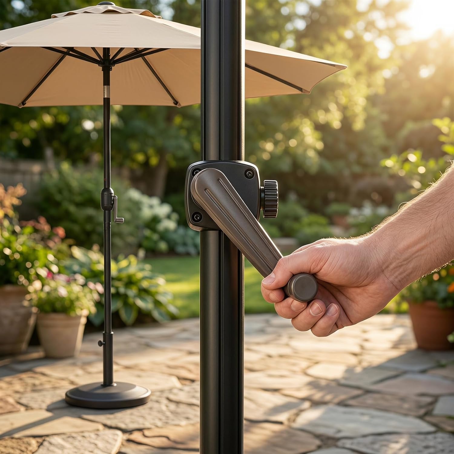 Housoutil Patio Umbrella Crank Replacement Handle, Universal 8mm/ 0.31'' Square Connector Cantilever Umbrella Crank Replacement, Outdoor Sunshade Parts, Offset Pole Accessory- Abs Plastic & Metal