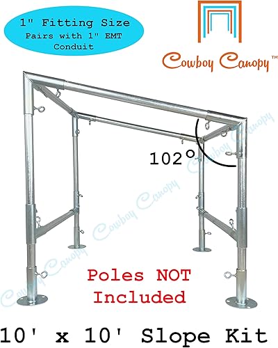 Miniatura 2 de Pendiente de 1 pulgada, kit de accesorios de toldo inclinado, piezas de marco de garaje de metal para bricolaje, 10 pies x 10 pies