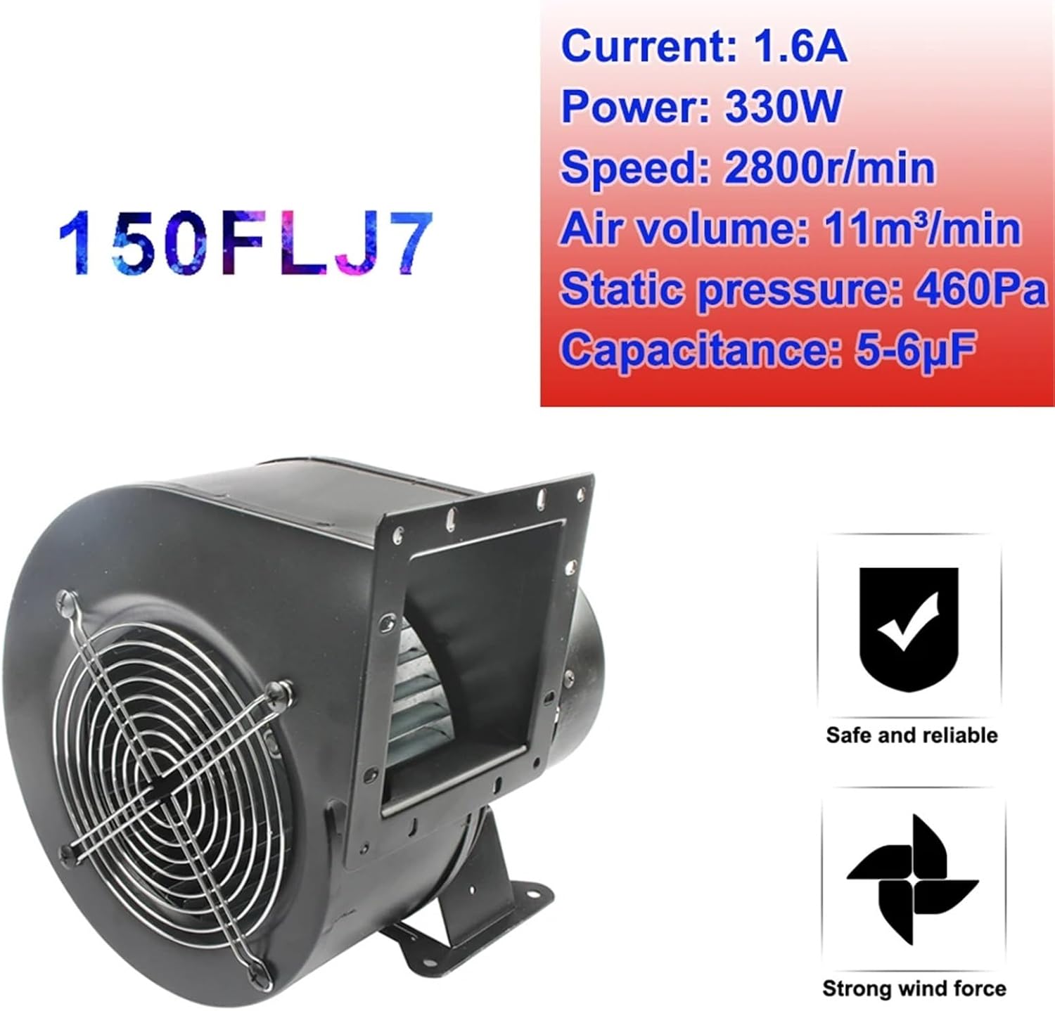 Small Power Frequency Centrifugal Fan 150FLJ7 / 5 220V 380V 320W 330W Industrial Cooling Blower EU UK AU Adapter(220V no Heat Sink,EU)