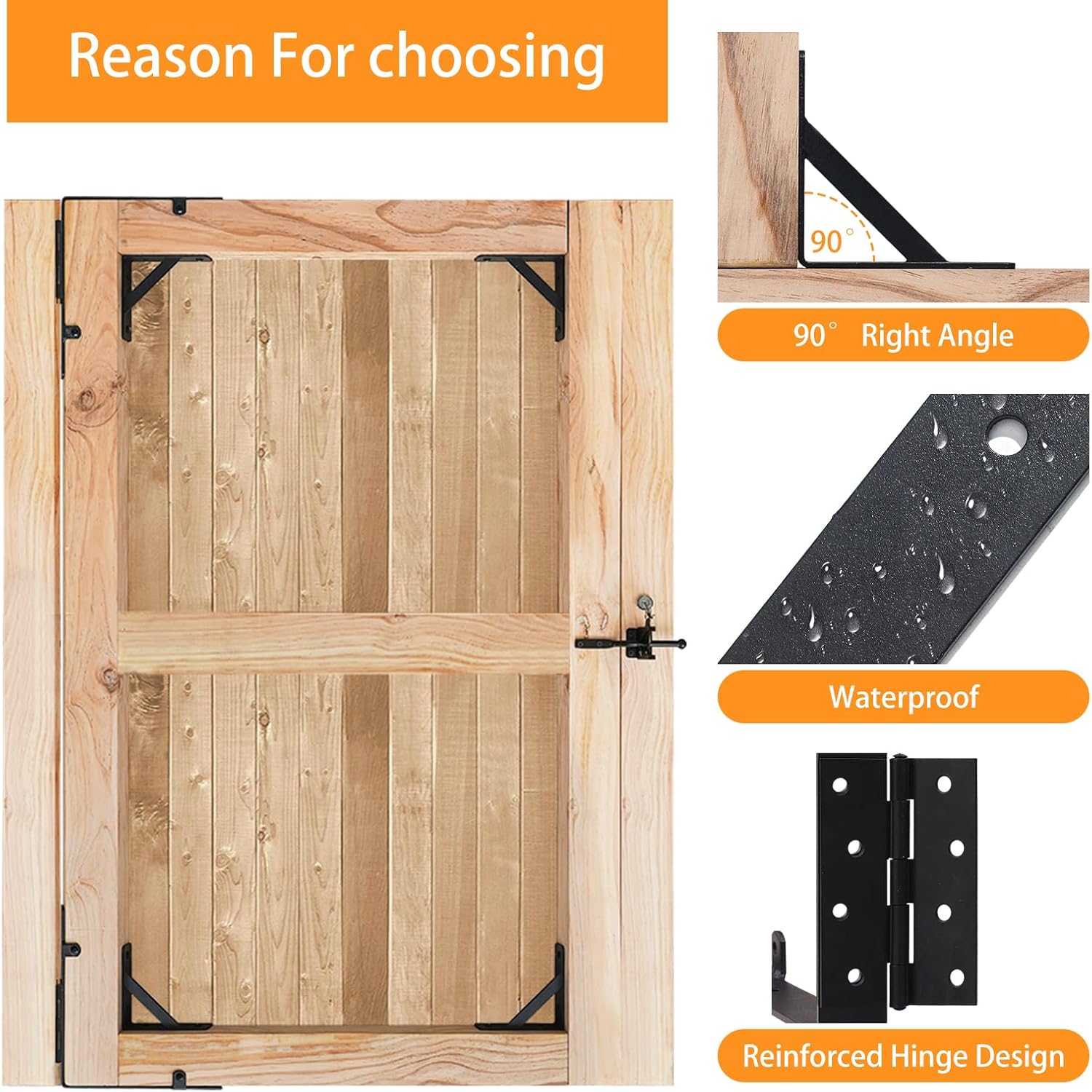 Anti Sag Fence Gate Kit Gate Hardware Gate Latch for Wooden Fence Heavy Duty Corner Brace Brackets with a Gate Latch 2 Set for Wooden Fence, Shed Doors, Driveway Gates, Corral Gates, Wood Windows