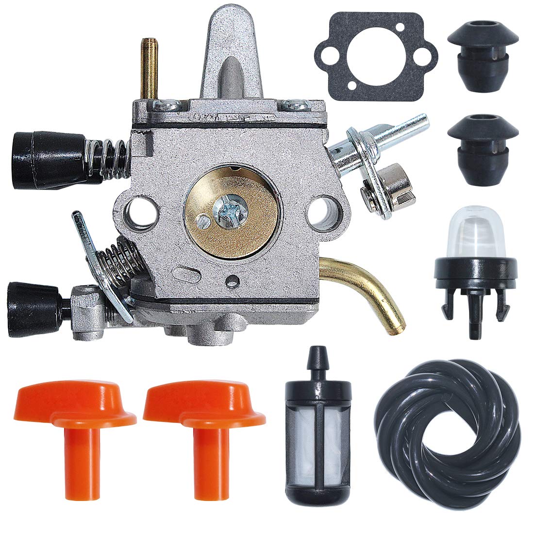 AUMEL 4134 120 0653 Carburetor Fuel Filter Line Choke Knob Grommet Kit for Stihl FS120 FS200 FS250 Trimmers w/Primer Bulb Gasket.