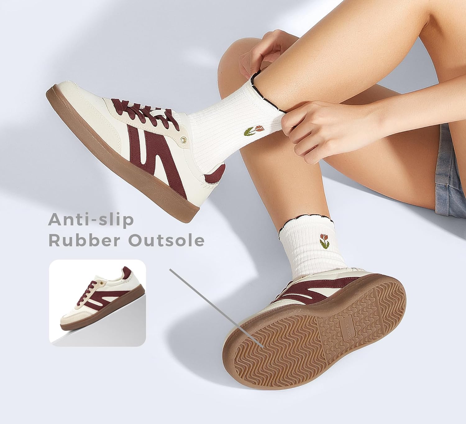 LUCKY STEP Women Classic Retro Gum Sole Fashion Sneakers Casual Tennis Skate Shoe Genuine Leather Walking Footwear Anti Slip Trainers - Image 5