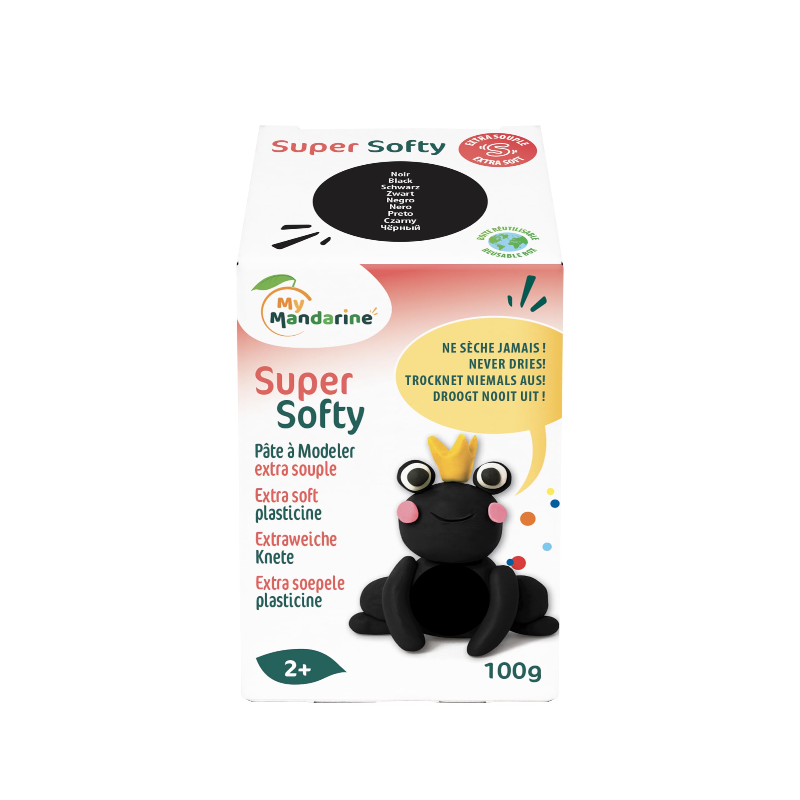 AVENUE MANDARINE SO0880100100C - A 100 G Box of Softy Modelling Clay - from 2 Years Old - Black Colour - Very Soft Dough - Children's Creative Leisure Activity