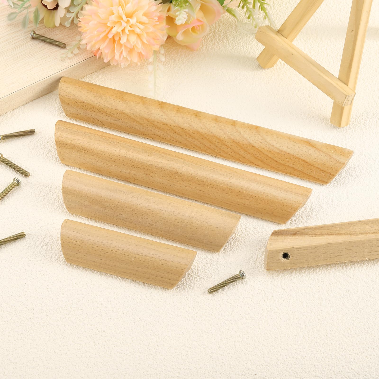 QUARKZMAN 12 Unidades de Tiradores de Cajón de Madera Distancia Entre Agujeros de 96 Mm/3.78" Pomos de Madera para Armarios de Cocina Muebles de Cajones Color Madera.