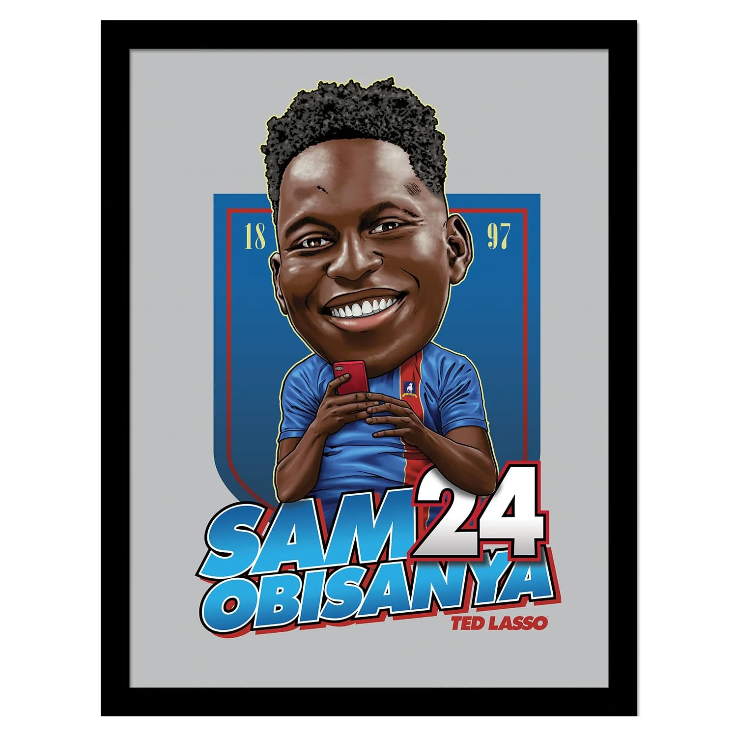 Ted Lasso Blue/Red/White Bobble Head Sam Framed Poster (40Cm X 30Cm) ()