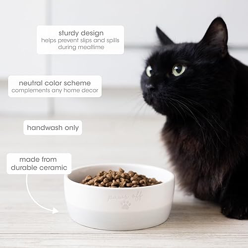Miniatura 3 de Pearhead Ceramic Paws Off - Cuenco para gatos, capacidad para 1.3 tazas, plato para mascotas apto para bigotes para alimentos y agua, base