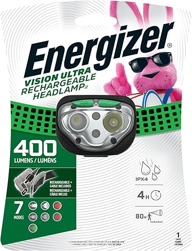 Miniatura 7 de Energizer PRO-400 Headlamp Rechargeable, IPX4 Water Resistant Rechargeable Headlamp, Ultra Bright Multiple Light Modes Head Lamp, Camping, Running,