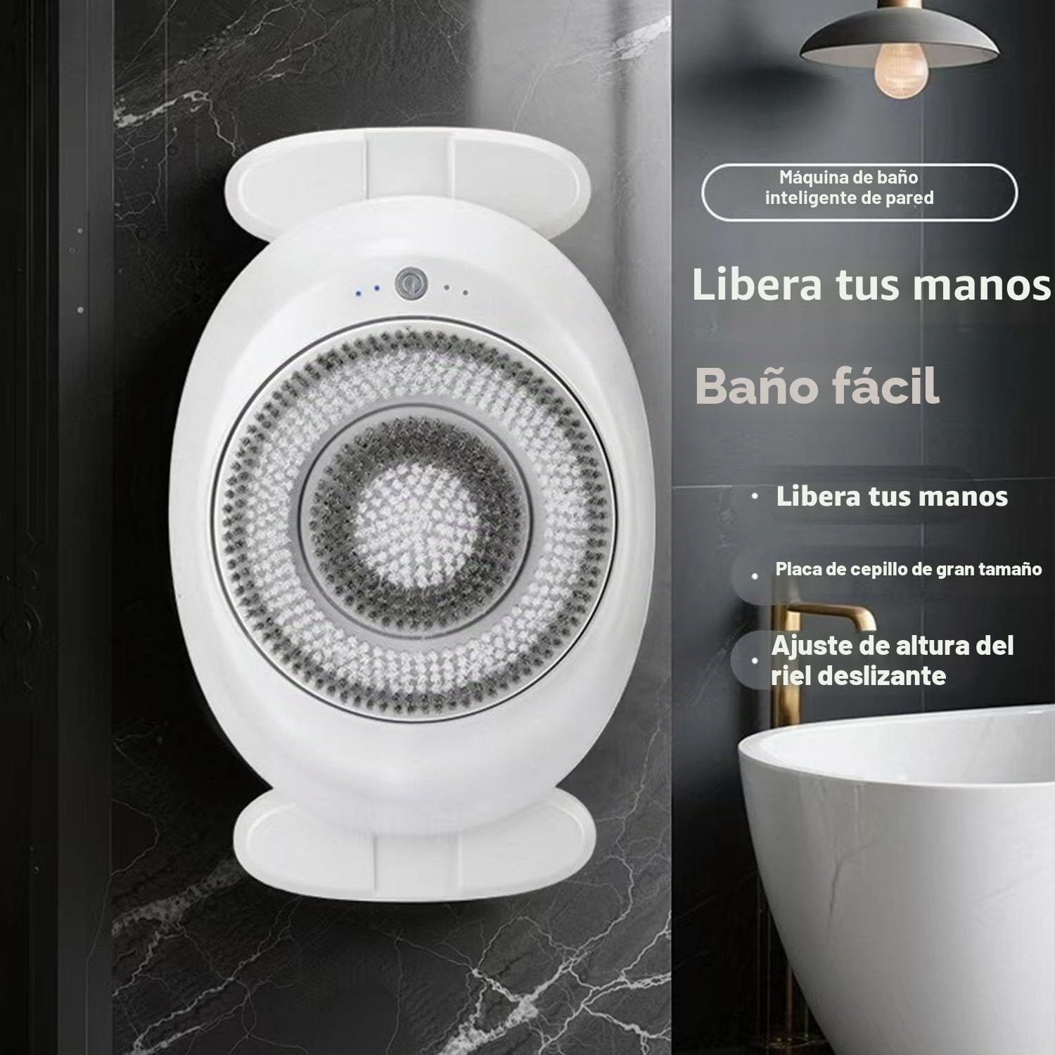 Cepillo de baño eléctrico inteligente montaje en pared artefacto para frotar la espalda altura ajustable con giratorio 360 herramienta recargable limpieza masaje y exfoliación spa casa