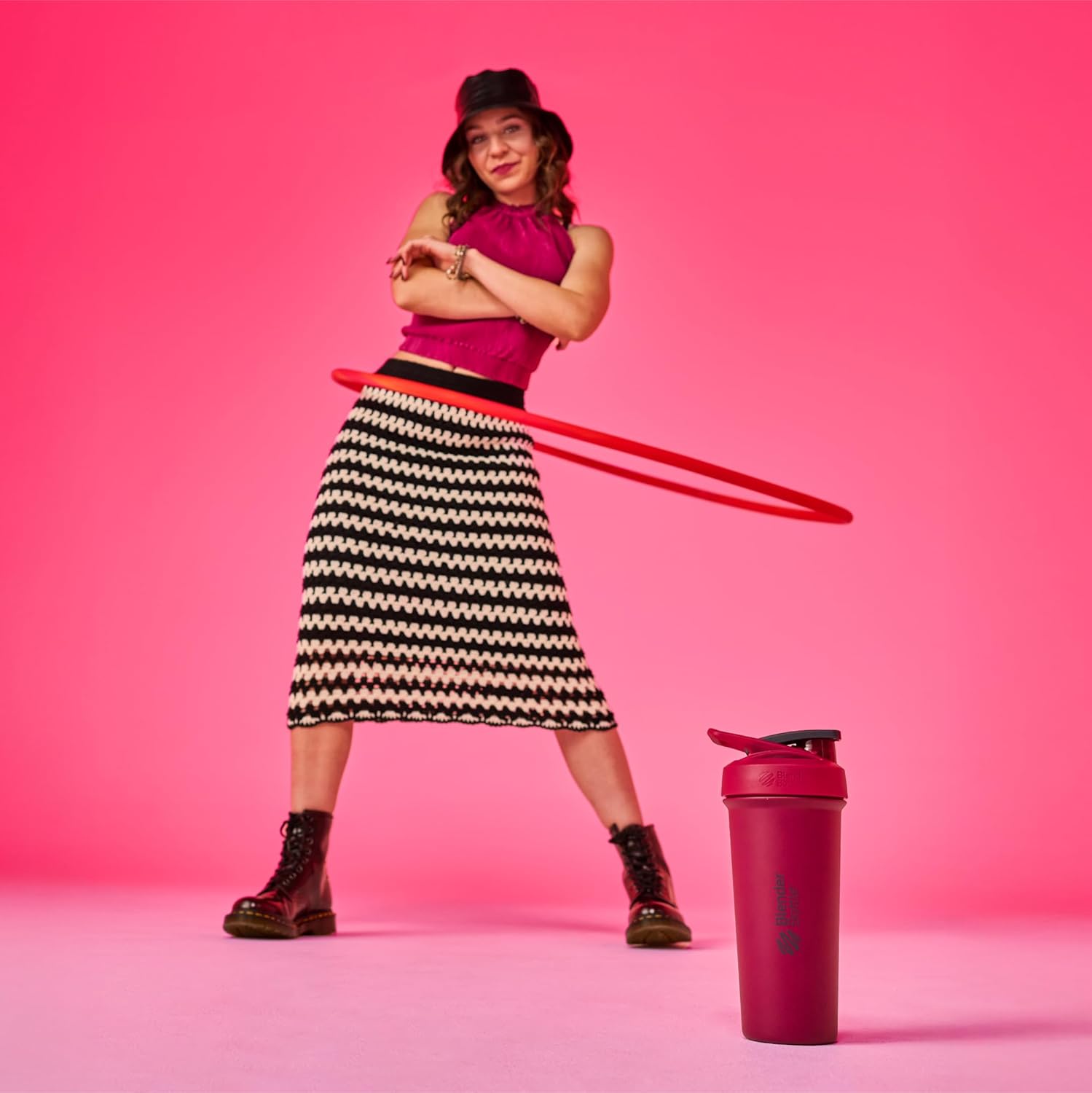 BlenderBottle Sport Sleek Insulated Stainless Steel Shaker Bottle with Wire Whisk, 25-Ounce, Raspberry – Protein Shakes & Hydration for Athletes & Fitness Enthusiasts, Easy Mixing, Lockable Lid - Image 6