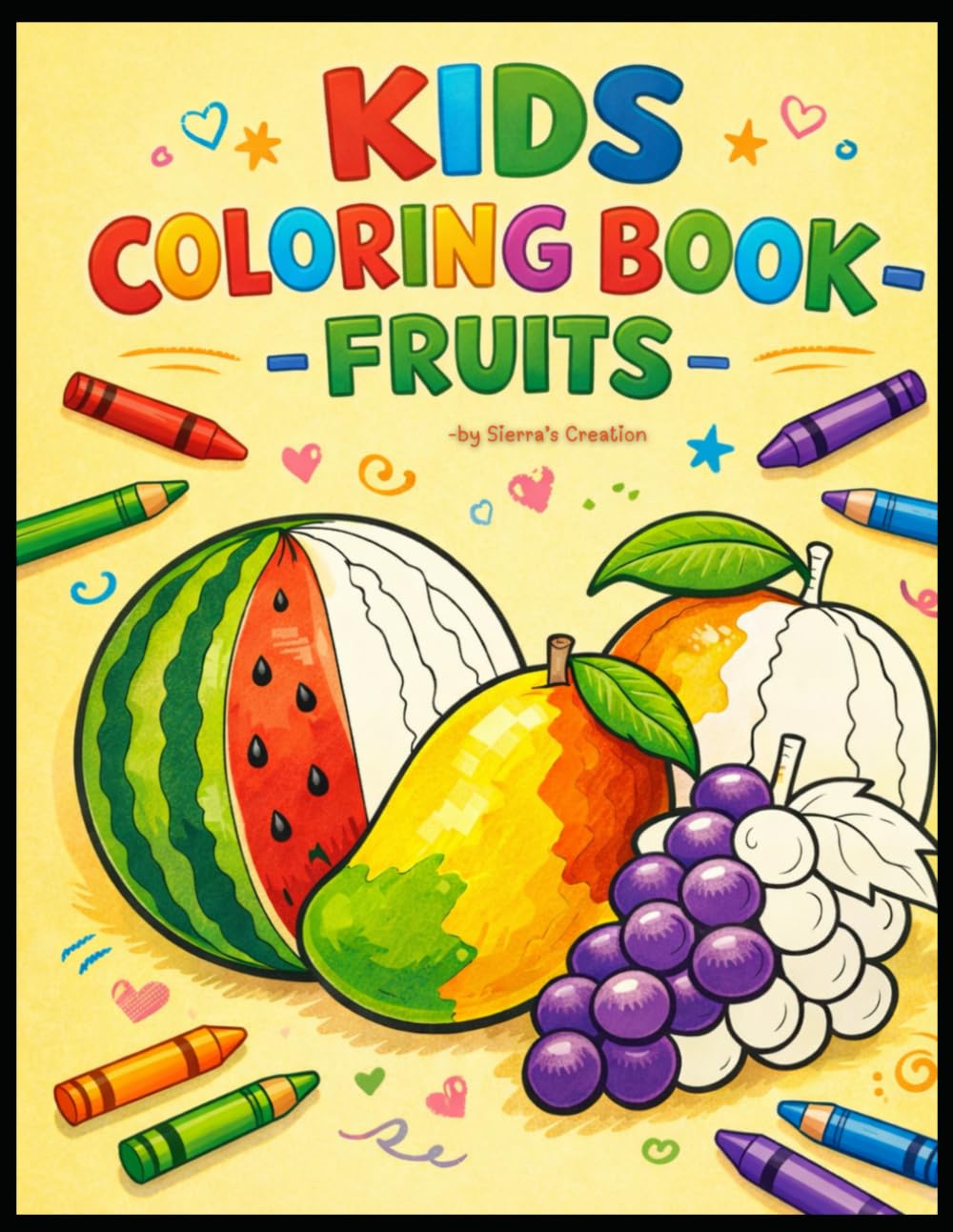 Kids Coloring Book - Fruits: Fun and Easy Fruit Coloring Book for Kids Ages 2–6