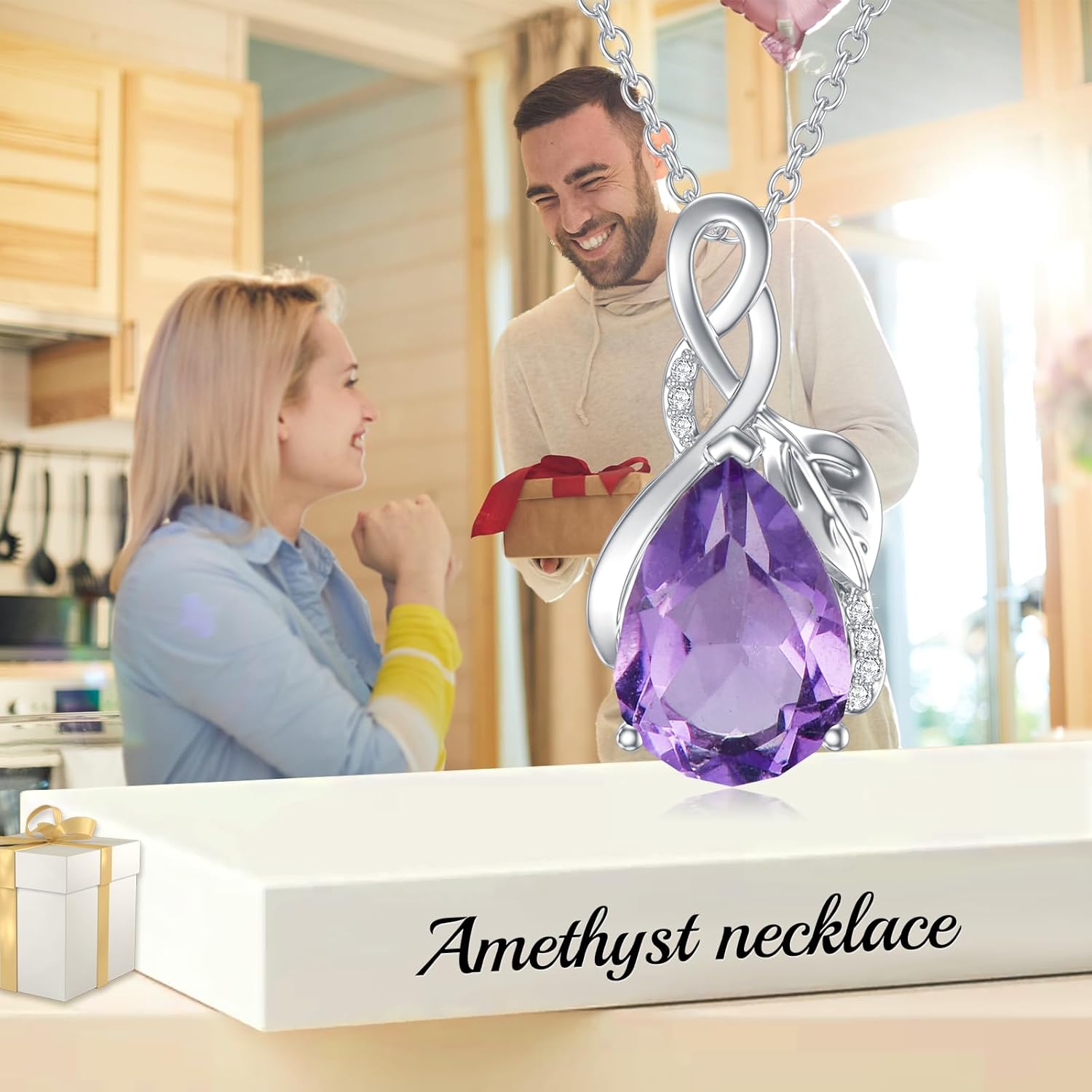 Natural Amethyst Necklace 925 Sterling Silver Authentic Gemstone Purple February Birthstone Pendant Jewelry for Women Wife - Image 7