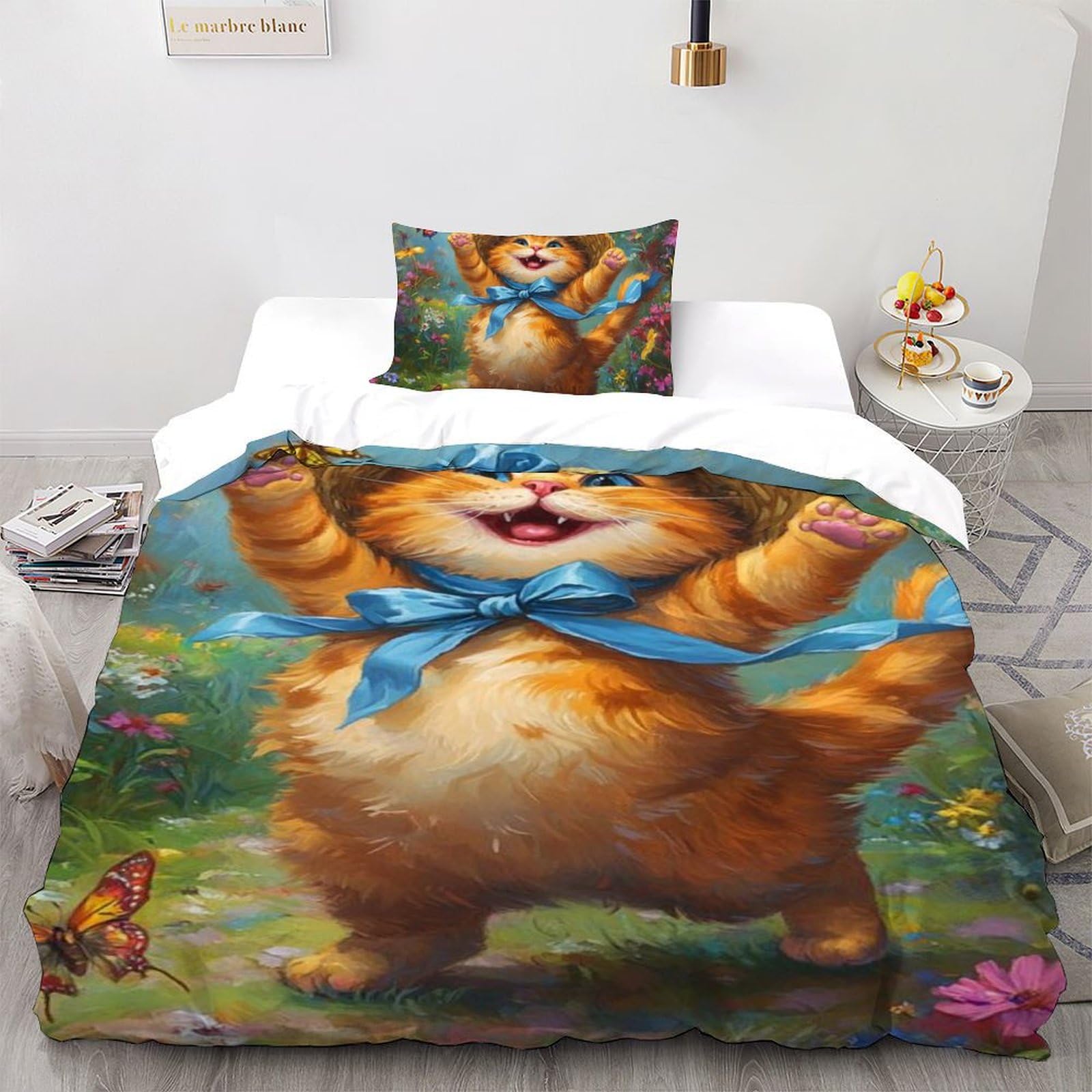 Housse de couette single microfibre imprimé 3D animaux 135x200cm