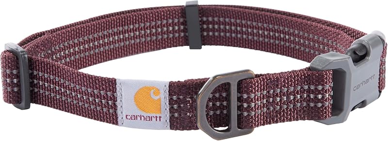 Coleira para Cães Carhartt em Nylon com Detalhes Refletivos Deep Wine Tamanho Grande