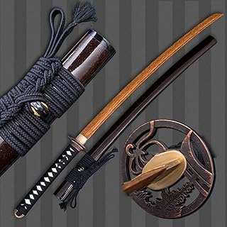 HJHUUA Katana de Madera de 103 cm,bokken Hecho a Mano,Espada samurái de Palisandro Natural para Entrenamiento de Kendo,Cosplay,Fiestas,Accesorios y Regalos - [Arte en Madera]
