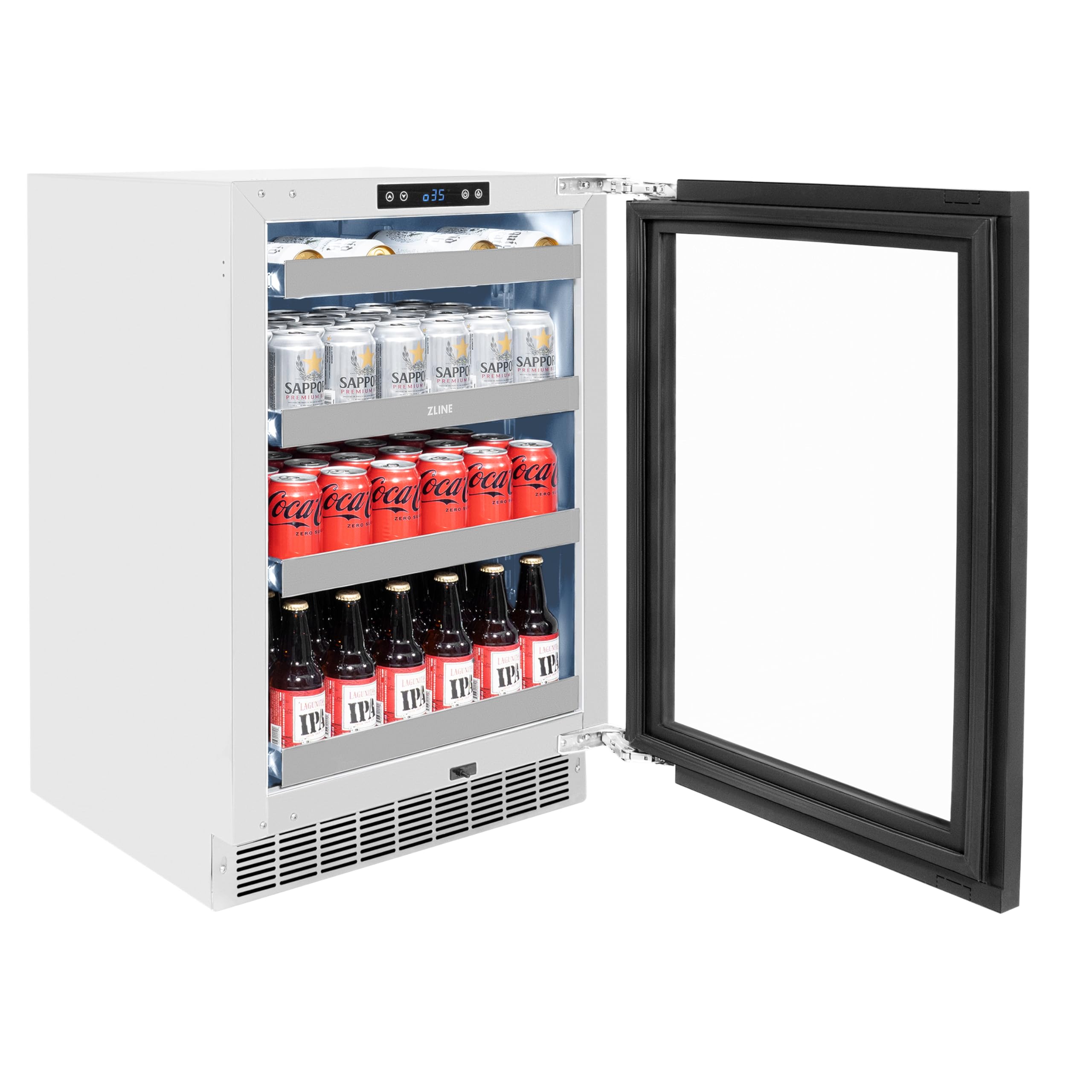 ZLINE Autograph Edition 24 In. Touchstone 151 Can Beverage Fridge With Panel Ready Glass Door And Matte Black Handle (Rbspoz-24-Mb) on Fridge.com - View 6