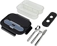 Vista 2 de BUILT Tritan Meal Prep Bento de 2 compartimentos con utensilios y bolsa de hielo, color negro