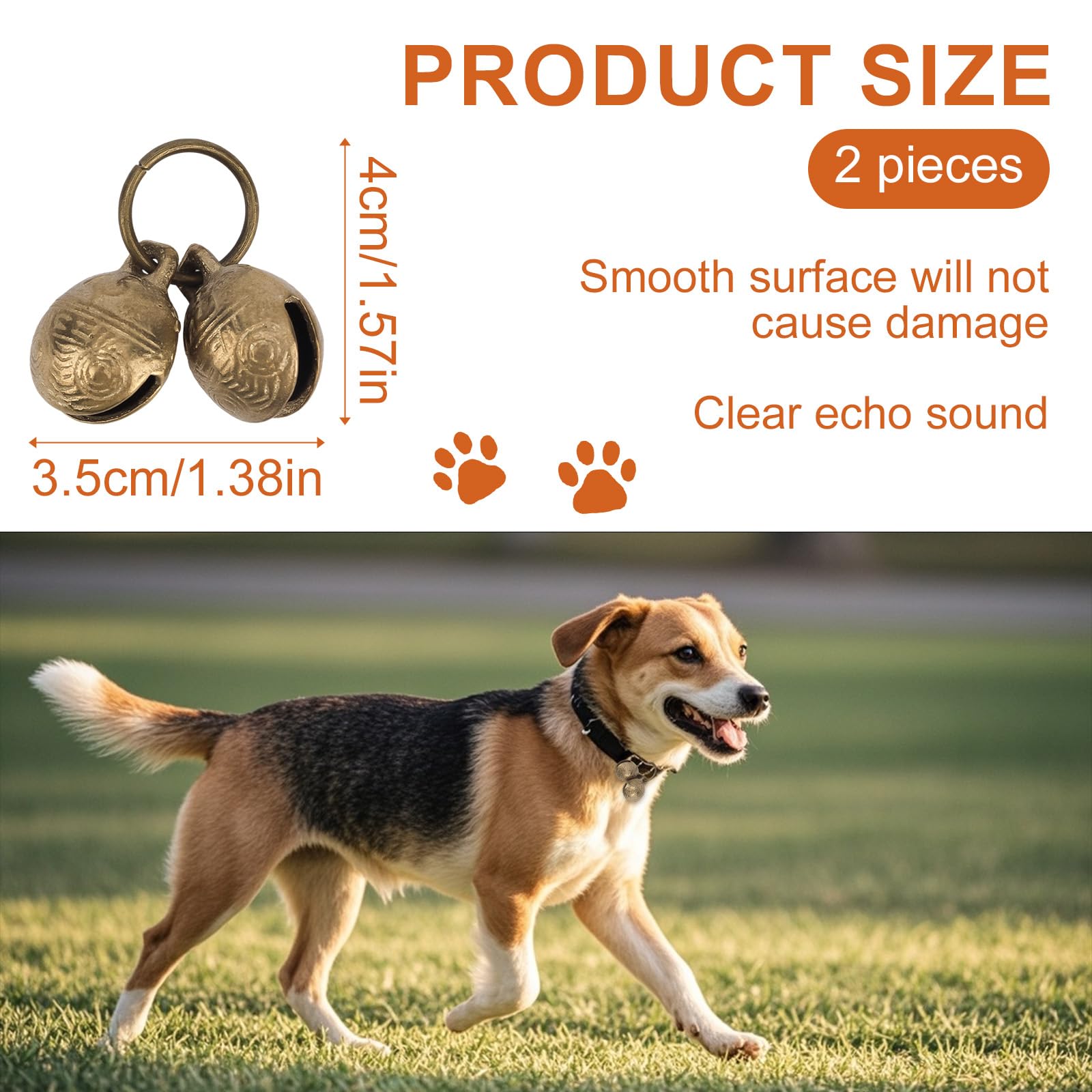 Cloches pour Chien en Laiton Extra Fortes, Collier en Laiton Animaux Compagnie Breloques Vintage Cuivre Pendentif Animaux de Compagnie Accessoires pour Petits Chiens et Chat