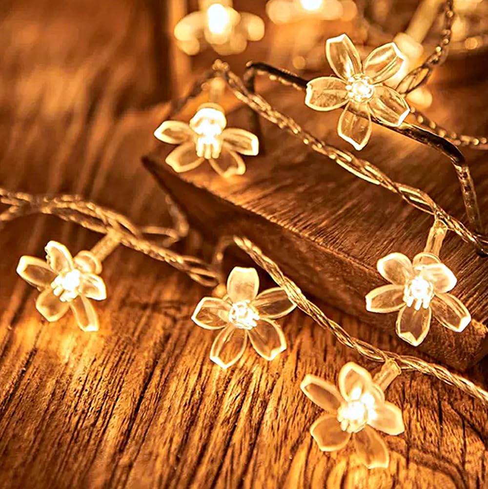 MUCHER Flower Fairy String Lights, Cherry Blossom Lights with 40 LED 6M USB String Lights, Decoration for Indoors,Bedroom,Christmas (Warm White)