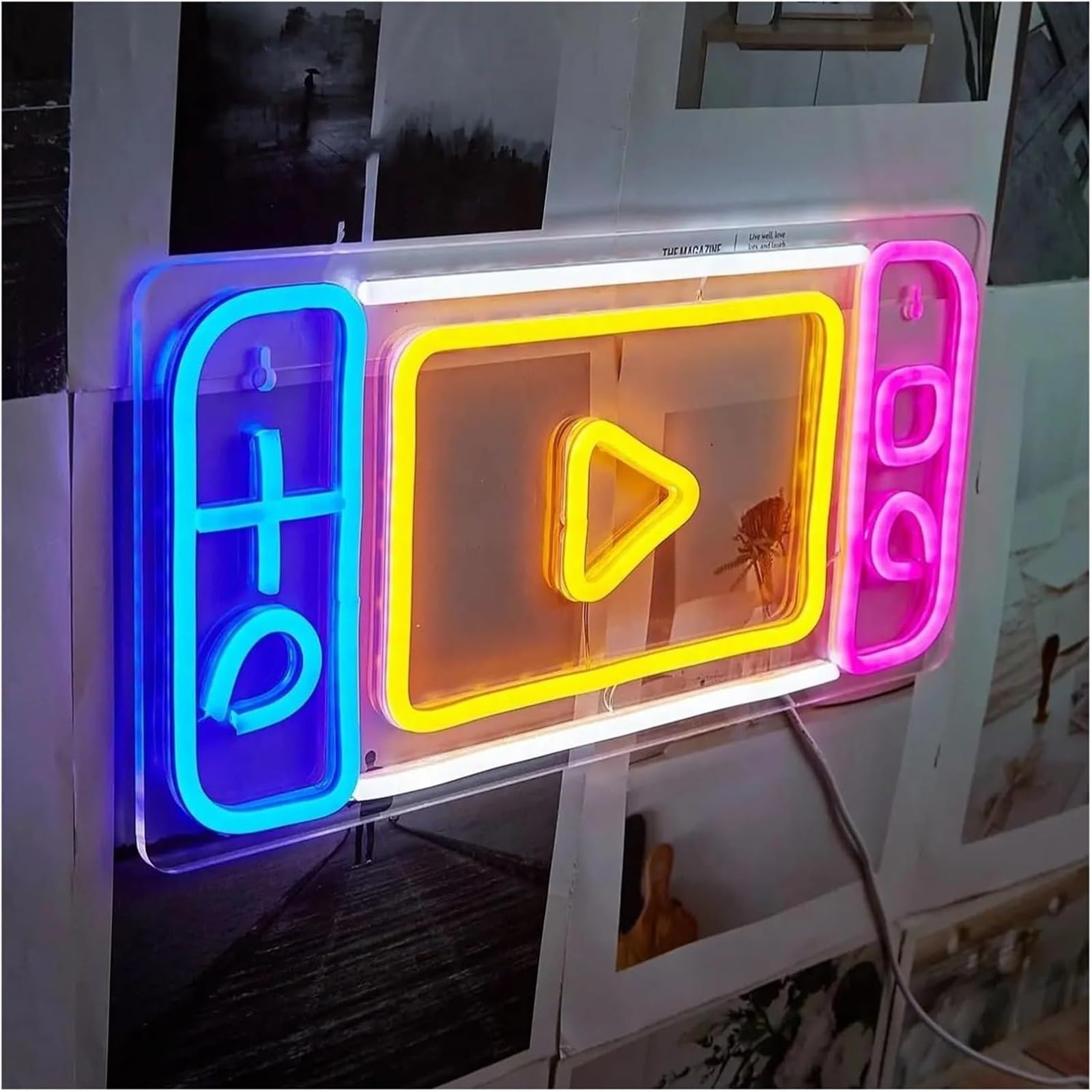 Generico Lampada da parete con insegna al neon a LED e gamepad per sala giochi, camera letto, feste, 38x32 cm