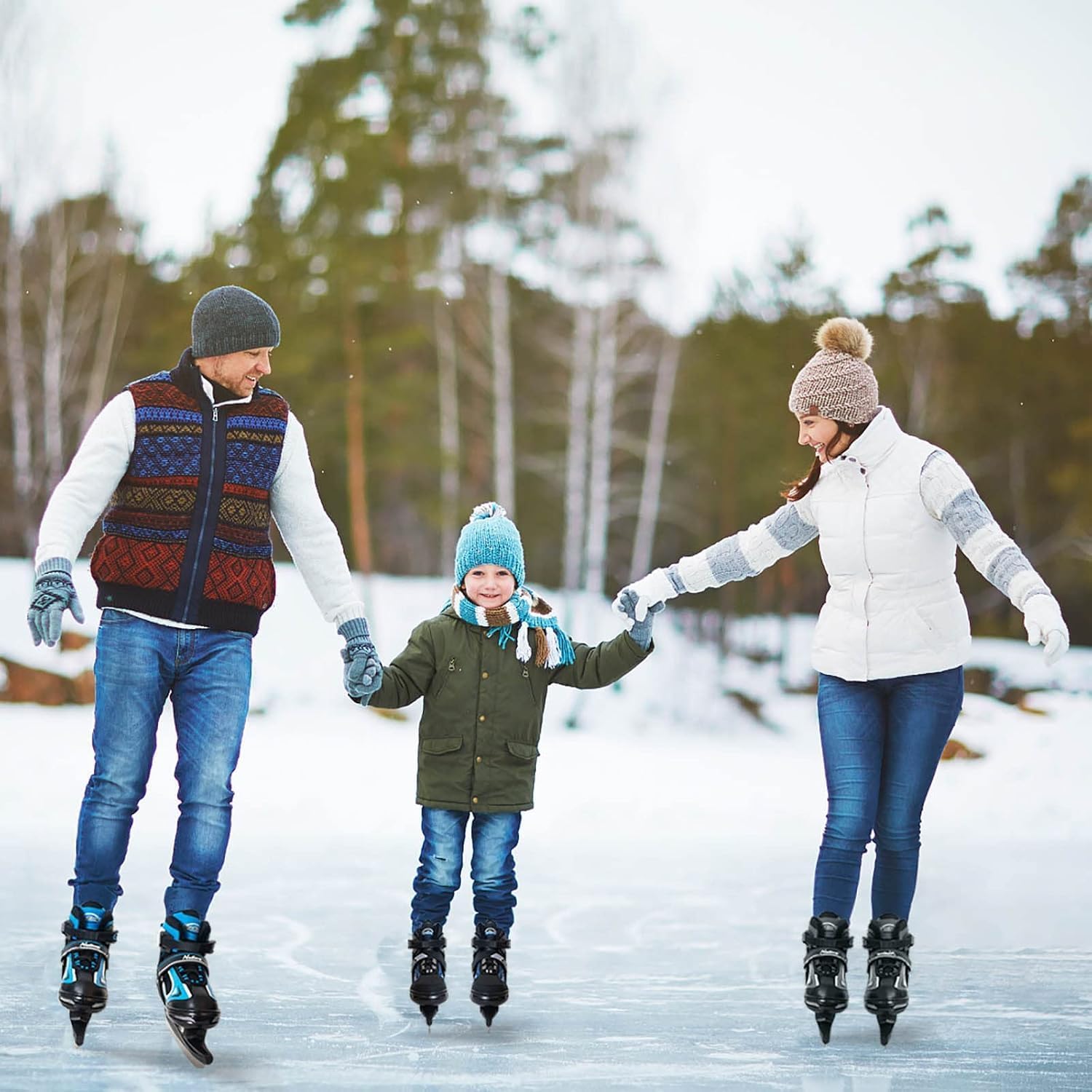 MammyGol Kids Ice Skates Adjustable Boys or Girls Adult Ice Hockey Skates Lace-Up Ice Skate Youth for Beginner with Breathable Liner