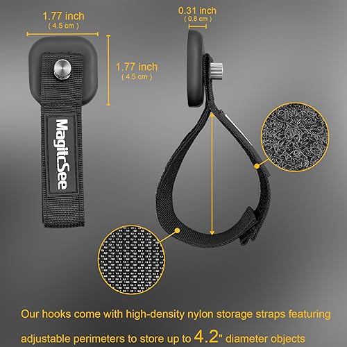 Miniatura 2 de Paquete de 2 correas de gancho magnéticas resistentes para cables de extensión, potentes lazos de almacenamiento de garaje para colgar cables,