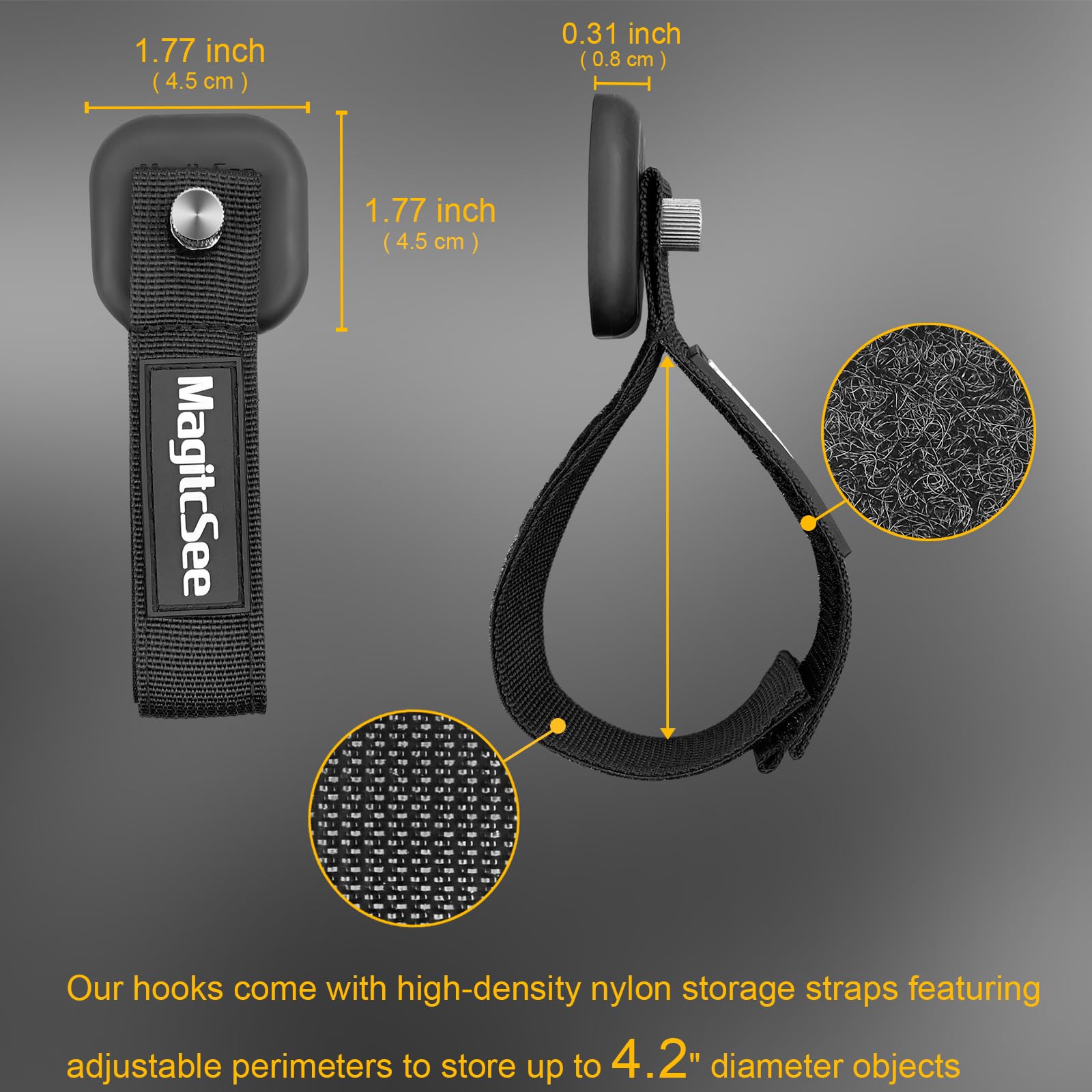 UCINNOVATE Heavy Duty Magnetic Hook Straps 4 Pack, 2.59INCH Magnetic Storage Hooks, Magnetic Tool Holder, Powerful Garage Storage Hook Ties, Extension - View #9