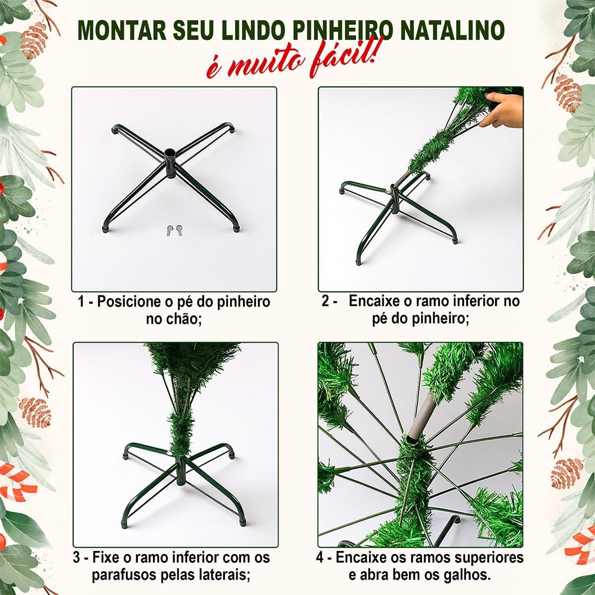 Árvore de Natal Super 1,80m Pinheiro Luxo 850 Galhos, Cheia, Realista e com Base de Ferro Reforçada Decoração Natalina Árvore de Natal Super 1,80m Pinheiro Luxo 850 Galhos, Cheia, Realista e com Base de Ferro Reforçada Decoração Natalina