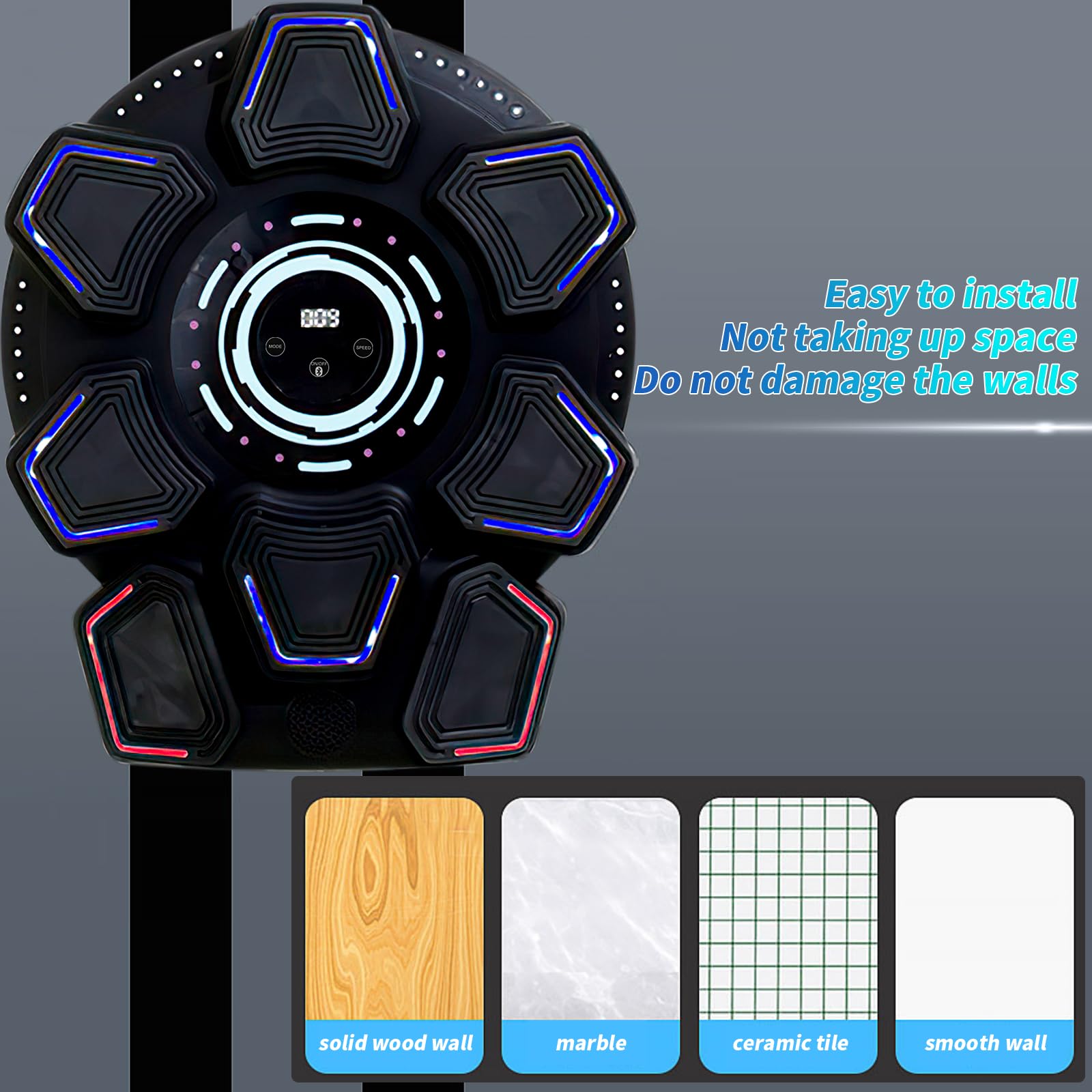 Music Boxing Machine für Erwachsene, Wandmontierte LED Licht Bluetooth Musikboxing Maschine