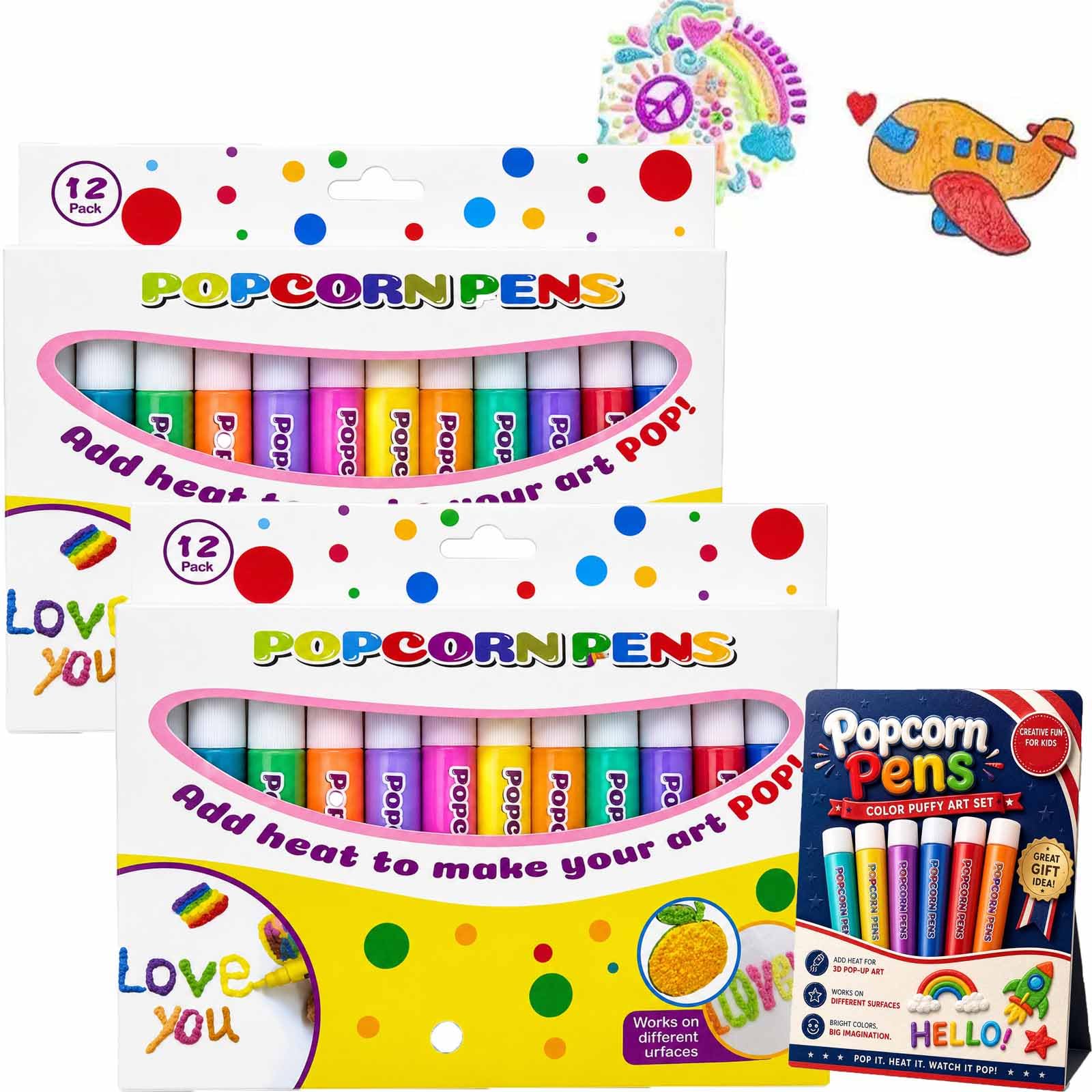 3D Bubble Puffy Paint Drawing with Heat-Activated Foam Expansion，24PCS