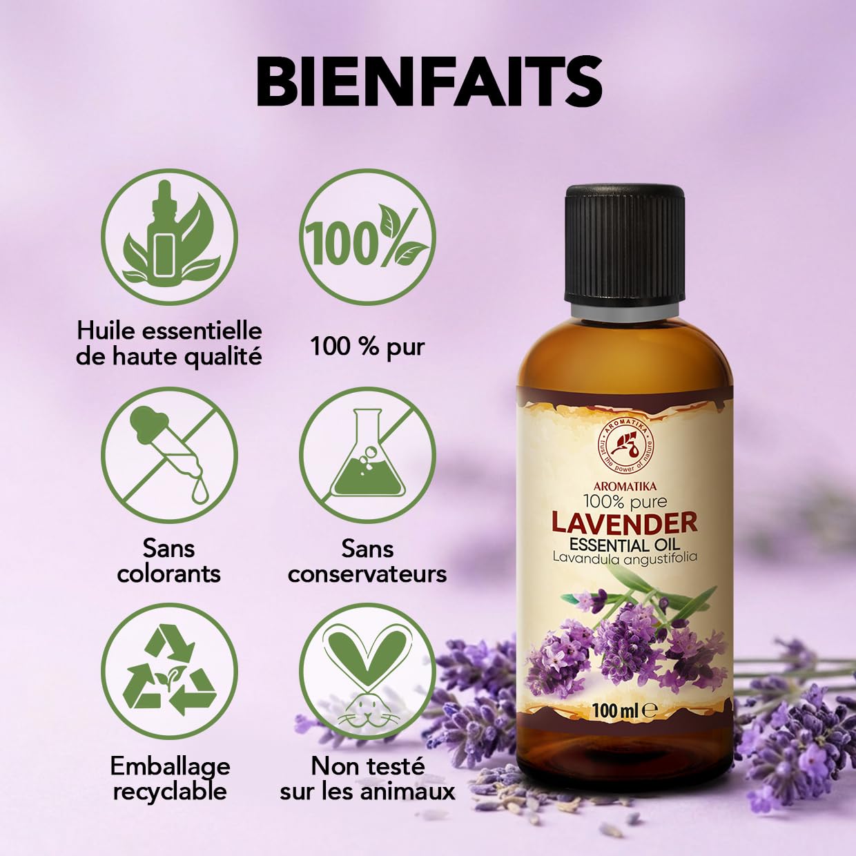 Huile Essentielle De Lavande 2x100 ml - Lavandula Angustifolia - pour Diffuseur et Lampe Aroma - le Savon et les Bougies - Parfums d'Intérieur - Arôme frais - Aromathérapie