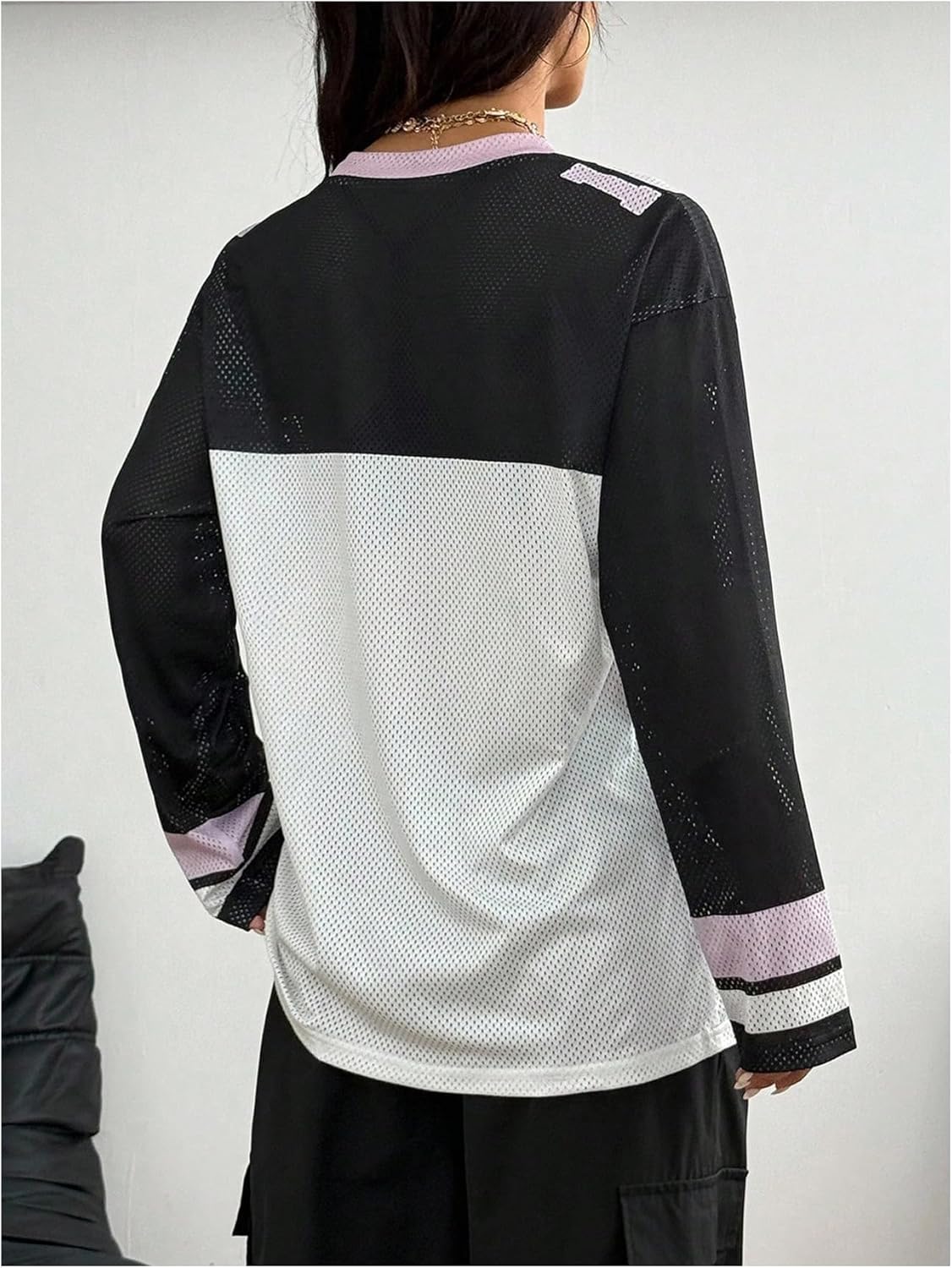 SweatyRocks Women's Y2k Number Baggy Jersey Shirts Oversized Long Sleeve Graphic Tees Tops - Image 4