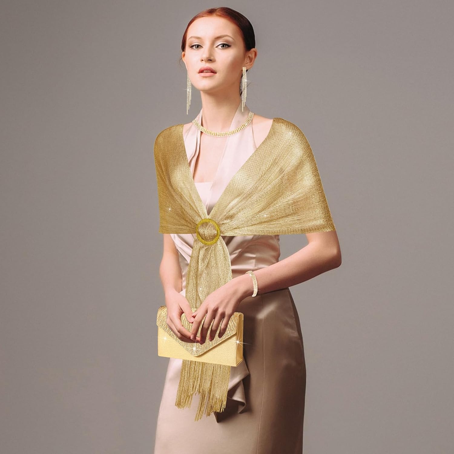 Hicarer 5 Pcs Dressy Jewelry Sets, Shawls and Wraps, Evening Clutch Purse for Homecoming Prom Women Formal Evening Dresses - Image 5