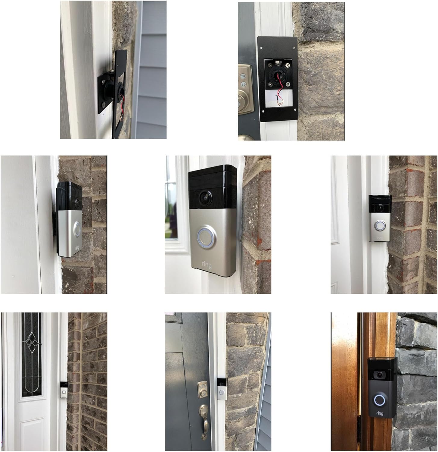 POPMAS Adjustable (-45 to +45 Degree) Metal Angle Mount Adapter Mounting Bracket Kit for Ring Wi-Fi Enabled Video Doorbell (Doorbell NOT Included)