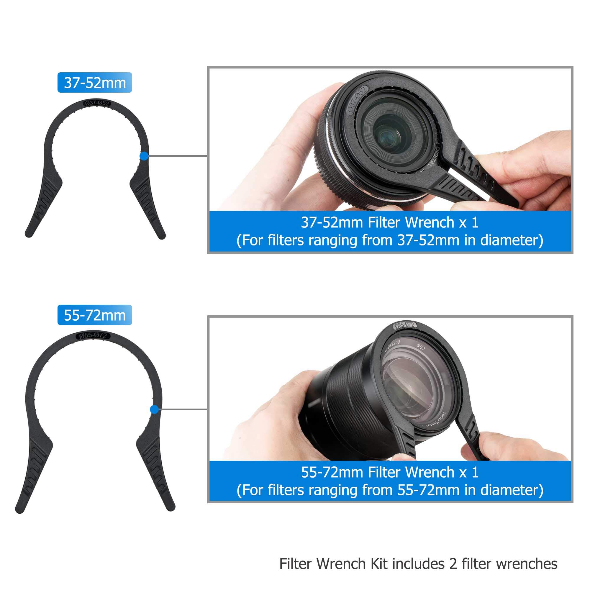 JJC FW-3772 klucz do filtra obiektywu aparatu 37-52 mm, zestaw 55-72 mm (2-pak)
