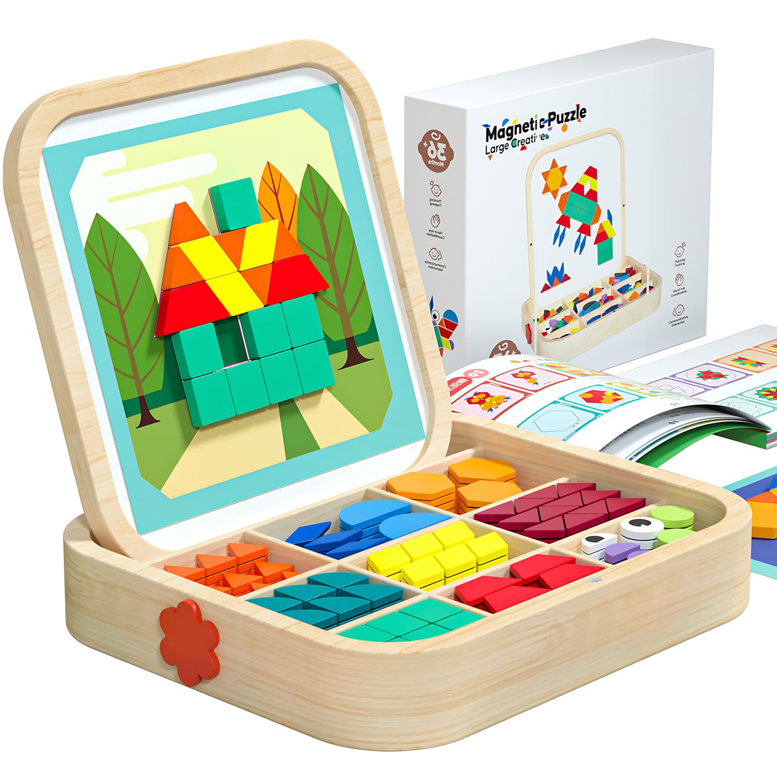Amazon.com: 288 PCS Wooden Magnetic Pattern Blocks Set