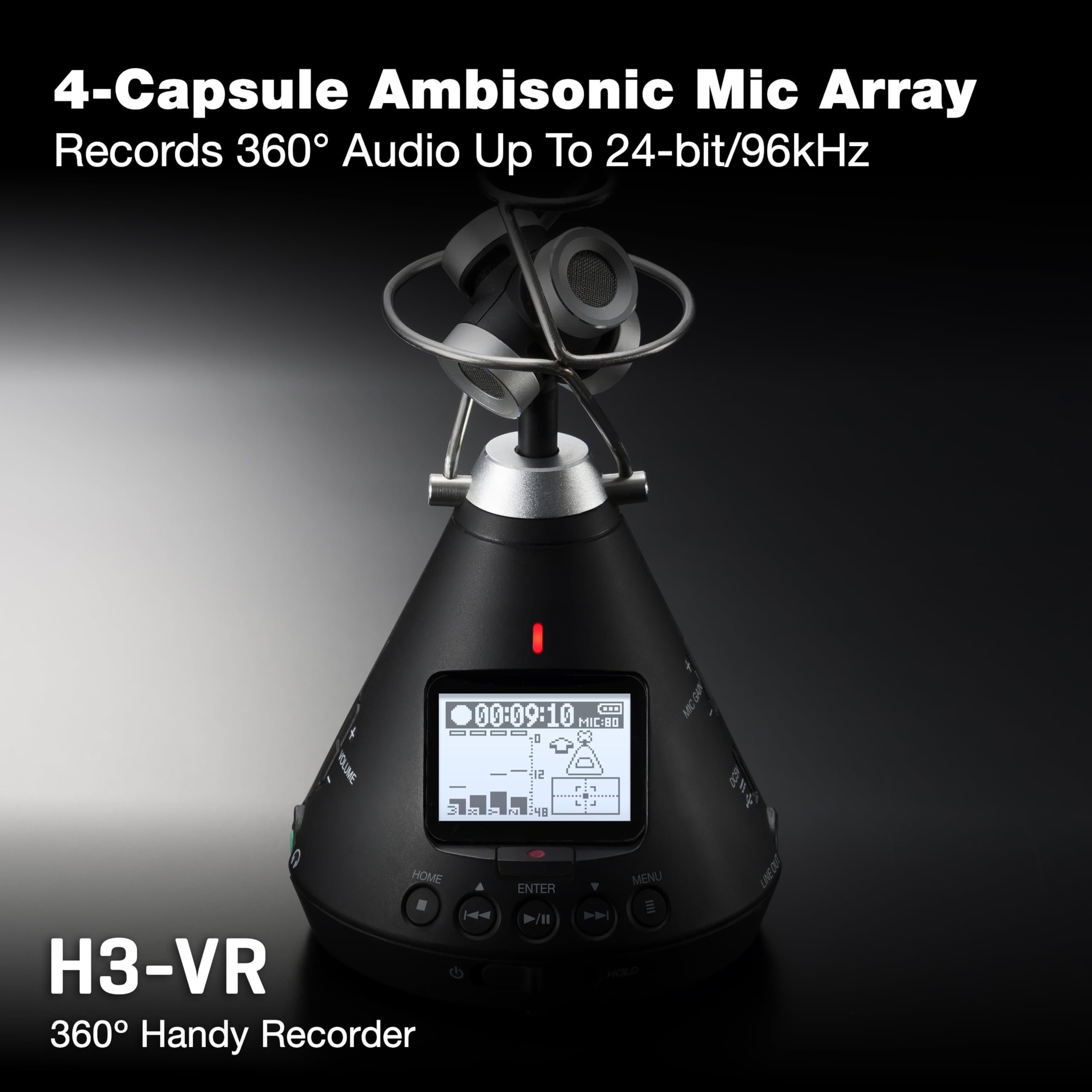 Zoom Gravador de áudio H3-VR 360°, grava ambisônicos, binaurais e