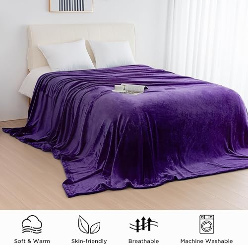 Miniatura 5 de HOMFINE Manta de forro polar súper grande  Manta de gran tamaño King de 140 x 140 pulgadas, suave y acogedora manta de franela extra grande de 15.58