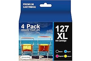 Epson Ink 127 & 127XL 4-Pack - Remanufactured High-Yield Ink Cartridges for Epson WorkForce Printers