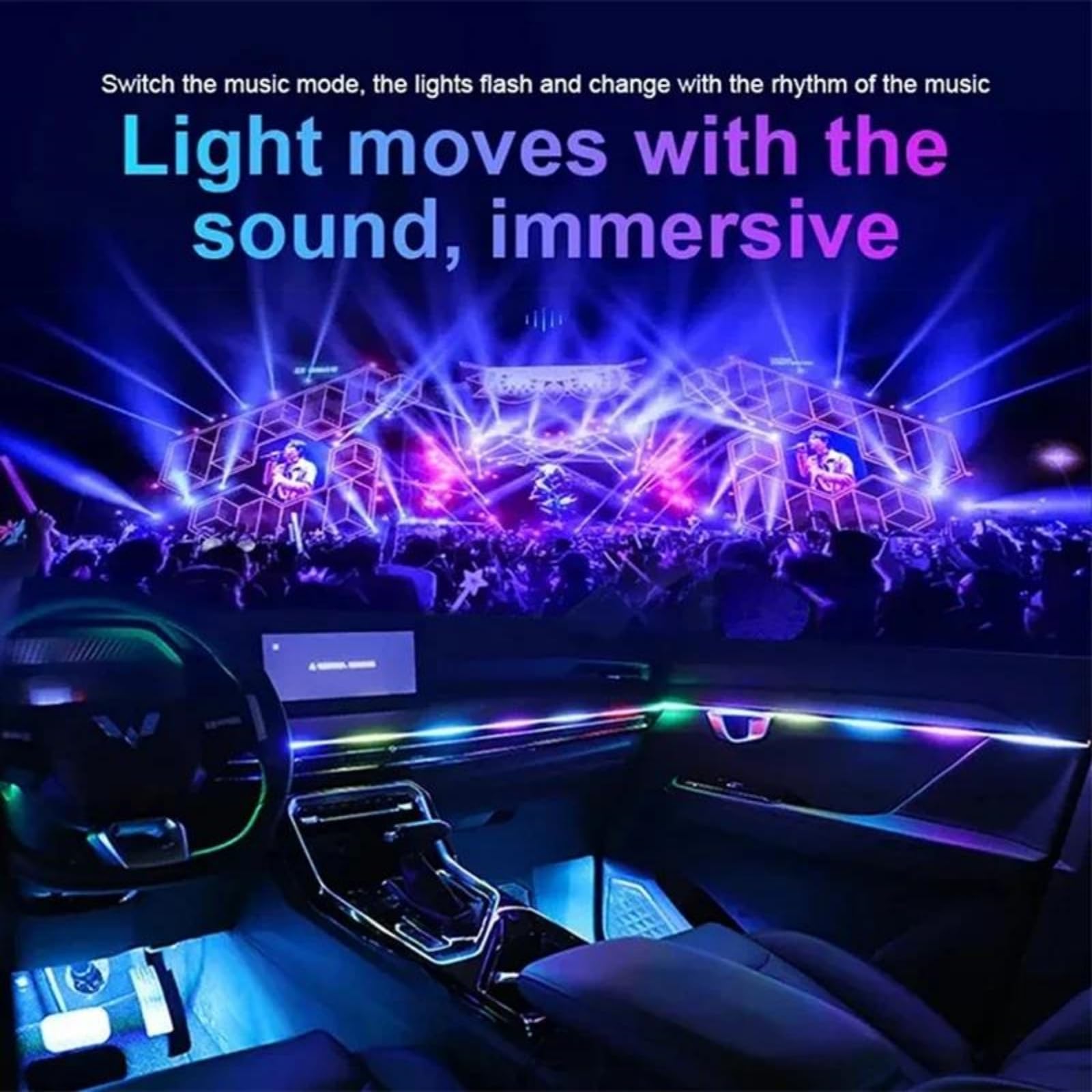 Luci d'ambiente per Interni Auto, Striscia LED in Acrilico per Interni Auto con App Wireless, RGB 22 in 1, 256 Colori di Fantasia, Illuminazione per Tutte Le Auto