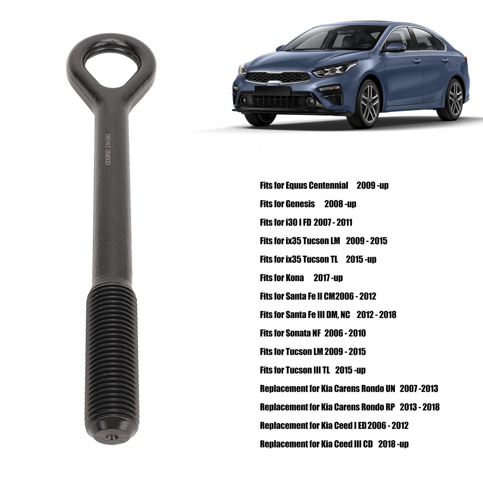 AutoNova Front Tractive Tow Hook Abschleppöse aus Geschmiedetem Stahl für Equus Genesis i30 ix35 Tucson, Sichere Fahrzeugbergung und Austausch