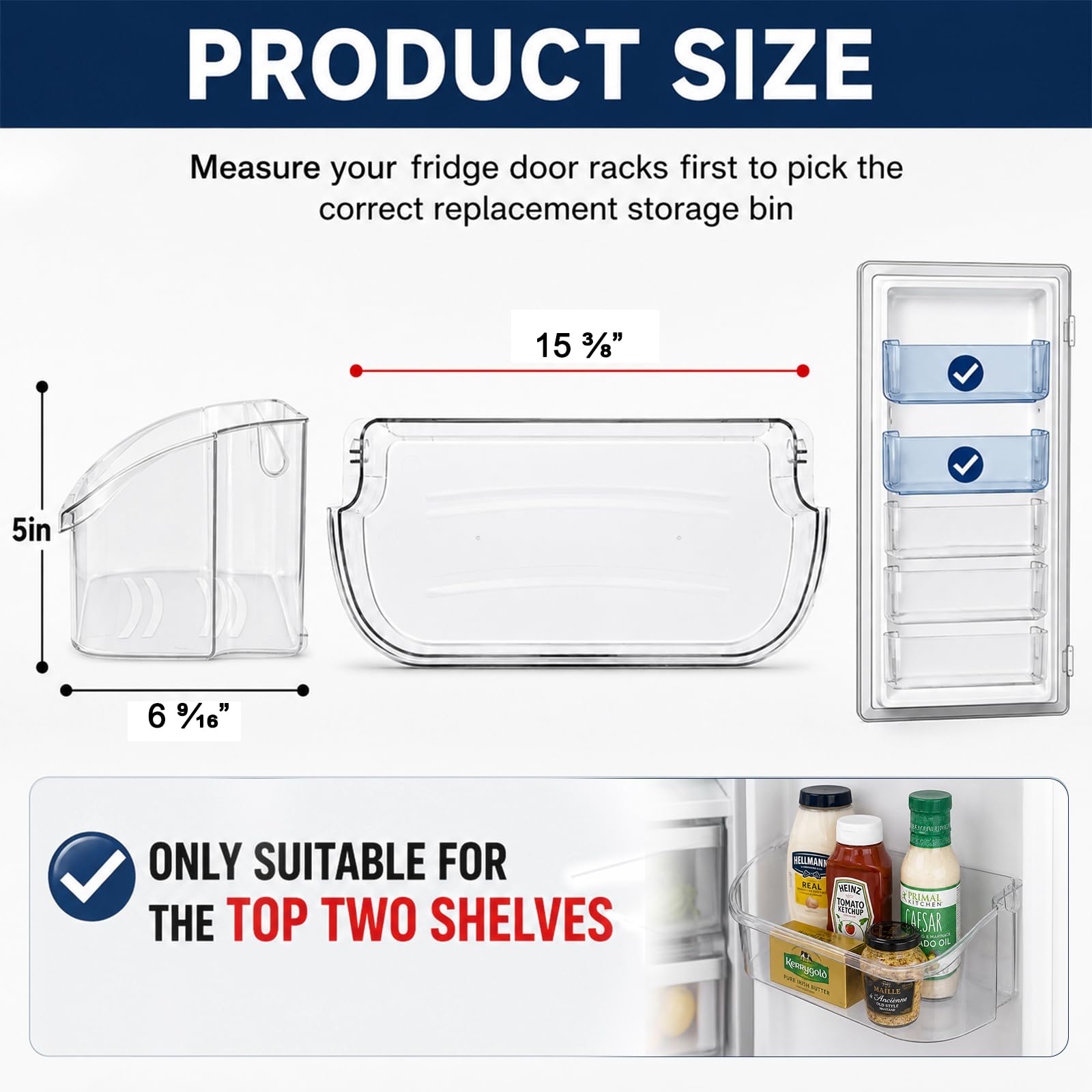 Paquete de 2 contenedores de repuesto para puerta de refrigerador 240356402 para Frigidaire, estante de puerta de repuesto compatible con Frigidaire FFSS2615TS0 LFSS2612TF0 FGHS2631PF4A LFSS2612TE0