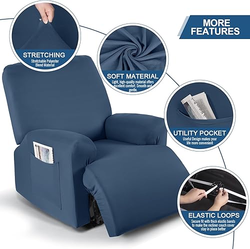 Miniatura 2 de TAOCOCO Fundas para sillas reclinables, tela de poliéster elástico, 3 piezas para sillones reclinables grandes, suaves, transpirables y agradables