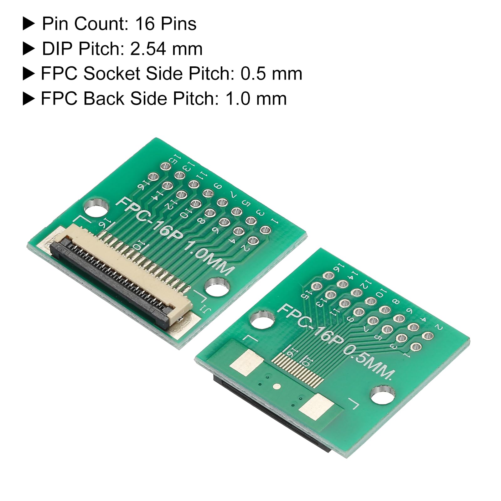 QUARKZMAN Scheda Convertitore FPC FFC PCB 16P 1,0mm Sul Lato Socket, 0,5mm Sul Retro, a DIP 2,54mm per LCD Stampante 3D Telecamera DVD TV Laptop 4pz