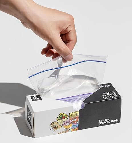 Miniatura 4 de 247 Bags  Bolsa de almacenamiento con cierre de cremallera, tamaño de aperitivo, 180 unidades (2 paquetes de 90) pestañas fáciles de abrir sobre la